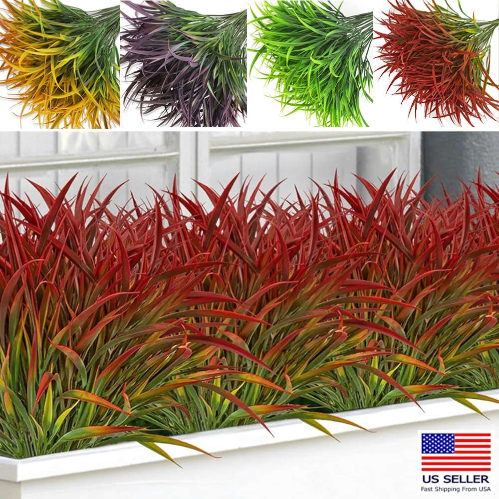 2/4/6/10Pcs Artificial Grasses Uv Resistant Fake Grass Garden Window Decoration