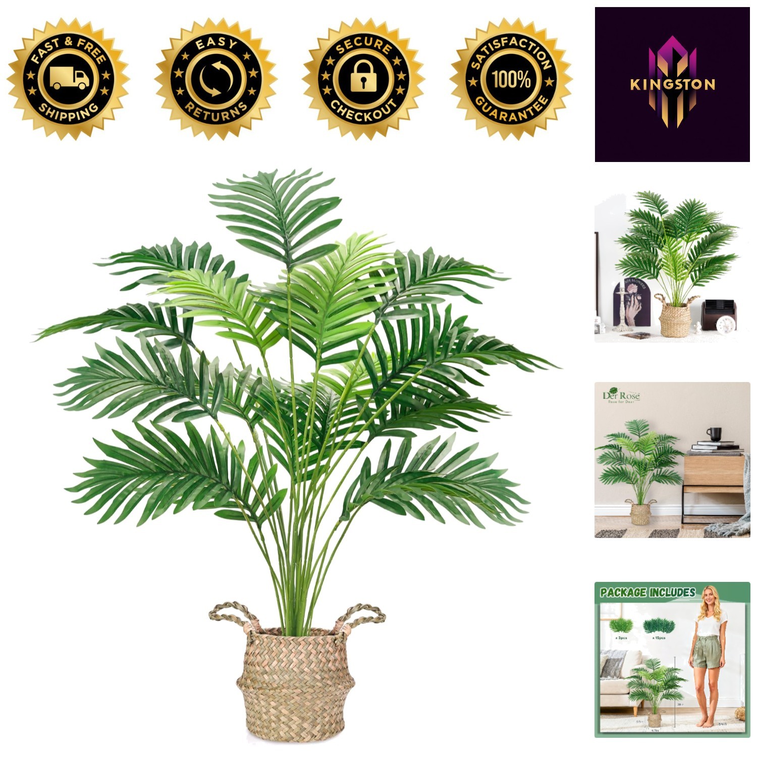 Maintenance-Free 28-Inch Artificial Palm Tree for Effortless Home Elegance
