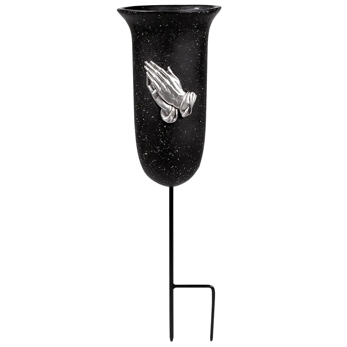 Praying Hands Black Urn Memorial Vase Stake Sculpture Garden Yard Cemetery 20″H