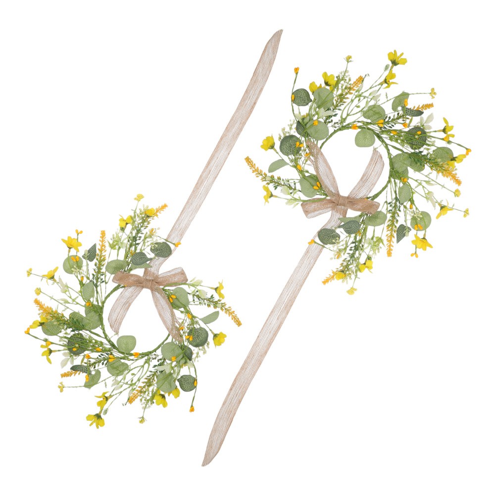 2Pcs Elegant Spring Garland Decoration with Faux Flowers for Home and Office