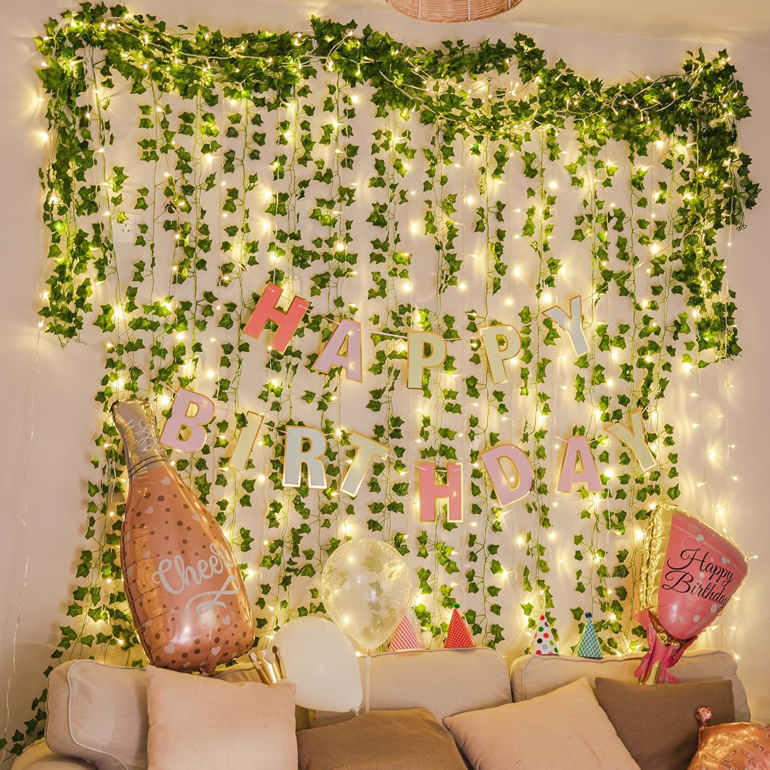 84Ft 12 Pack Artificial Ivy Garland Fake Plants, Vine Hanging Garland with CE…