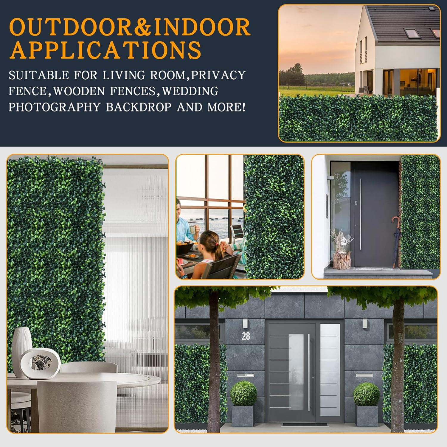 Grass Wall Panels 12 Pcs 10″X 10″ Grass Wall Backdrop Panels Artificial Boxwood
