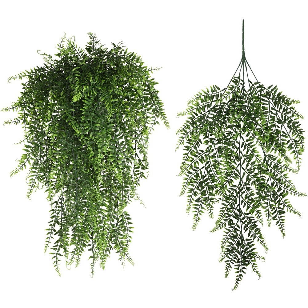 Artificial Vine Wall Hanging Decor Green Plastic Persian Leaf Rattan Style