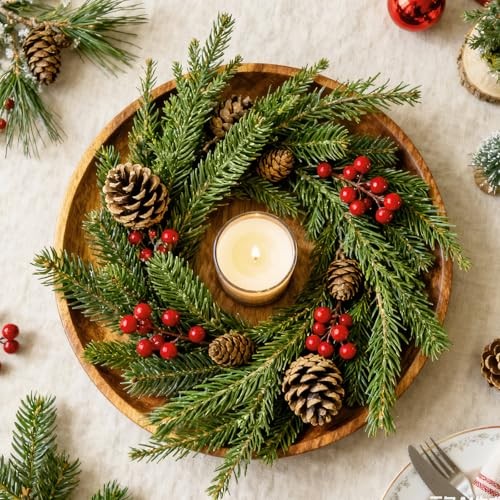 50 Pcs Artificial Pine Branches for Christmas Decorations,42 pcs Christmas