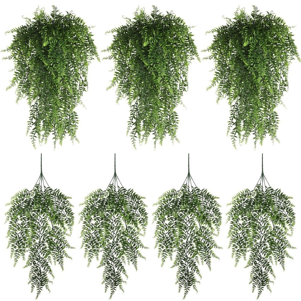 Artificial Vine Wall Hanging Decor Green Plastic Persian Leaf Rattan Style