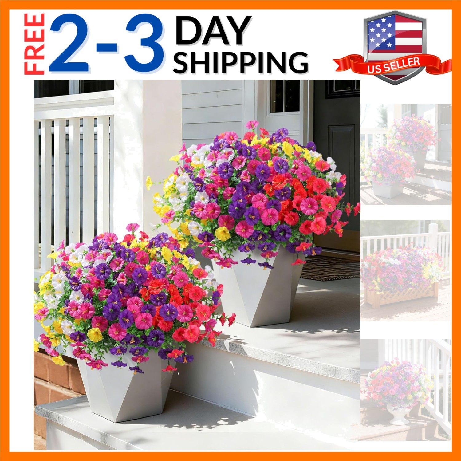 24 Bundles Artificial Flowers for Outdoors Spring Plants Outdoor Decor, Faux …