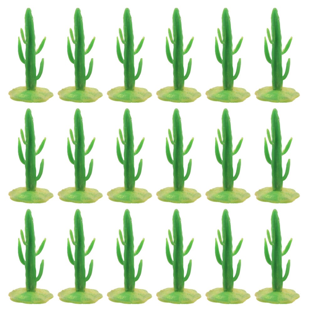 40Pcs Reusable Miniature Plastic Cactus Sculptures with Lifelike Detailing Green