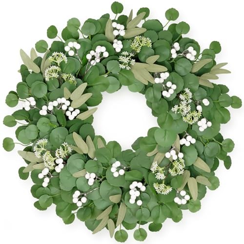 Eucalyptus Wreath 24 Inch Large Wreaths for Front Door, All Season Green