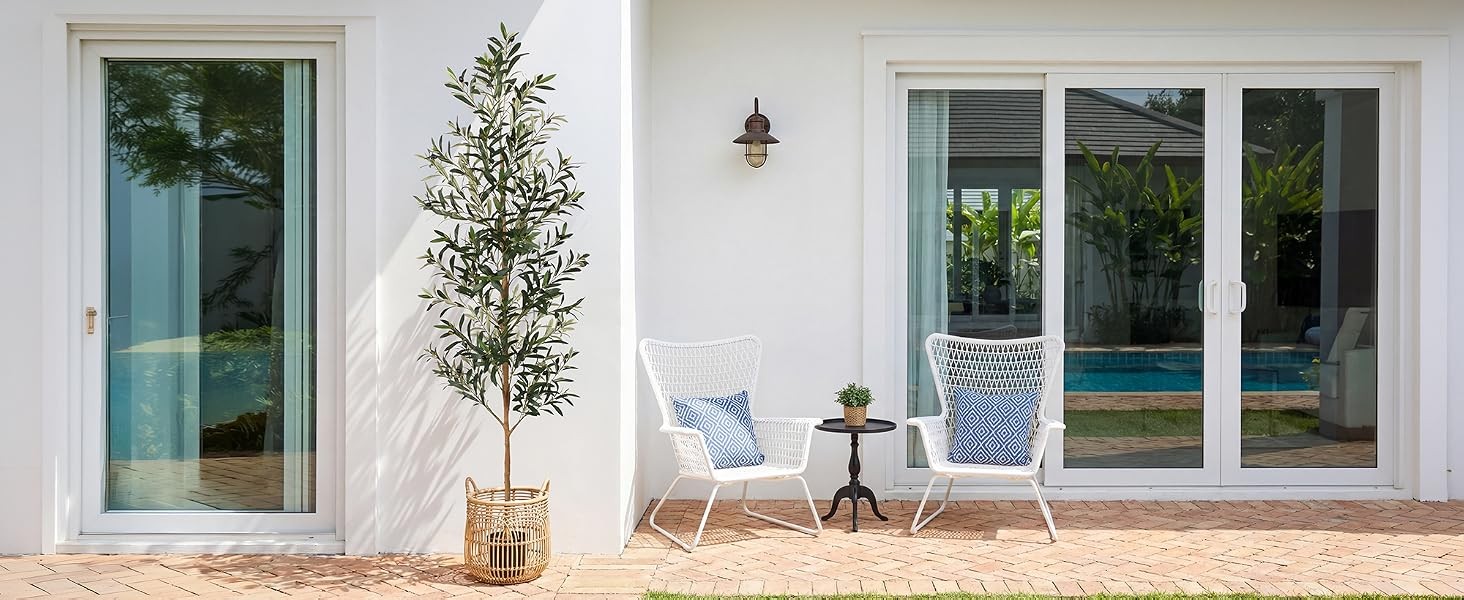 7FT Olive Trees Artificial Indoor, Tall Faux Olive Tree 7FT (84in) with Natural