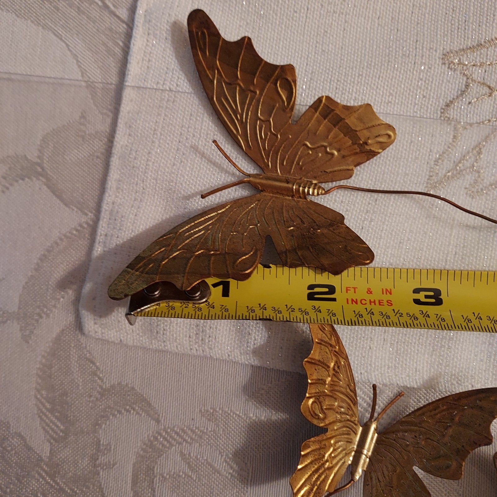 Vintage Gold Brass Color Metal Butterfly Wired Tie Ons Floral Decor Qty of 12