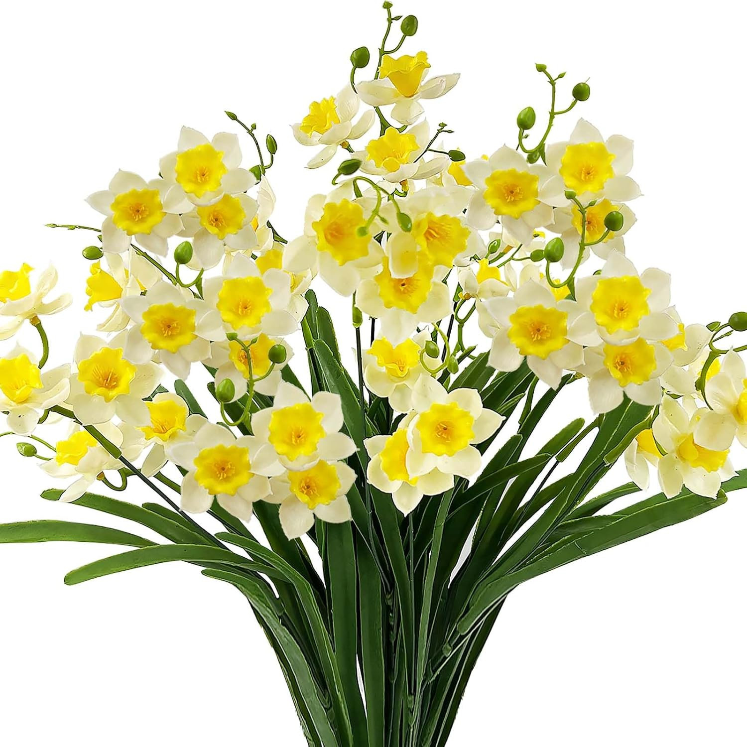 2 Bunches 42 Heads Artificial Daffodils, 58Cm/22 Long Stem Artificial Spring Flo