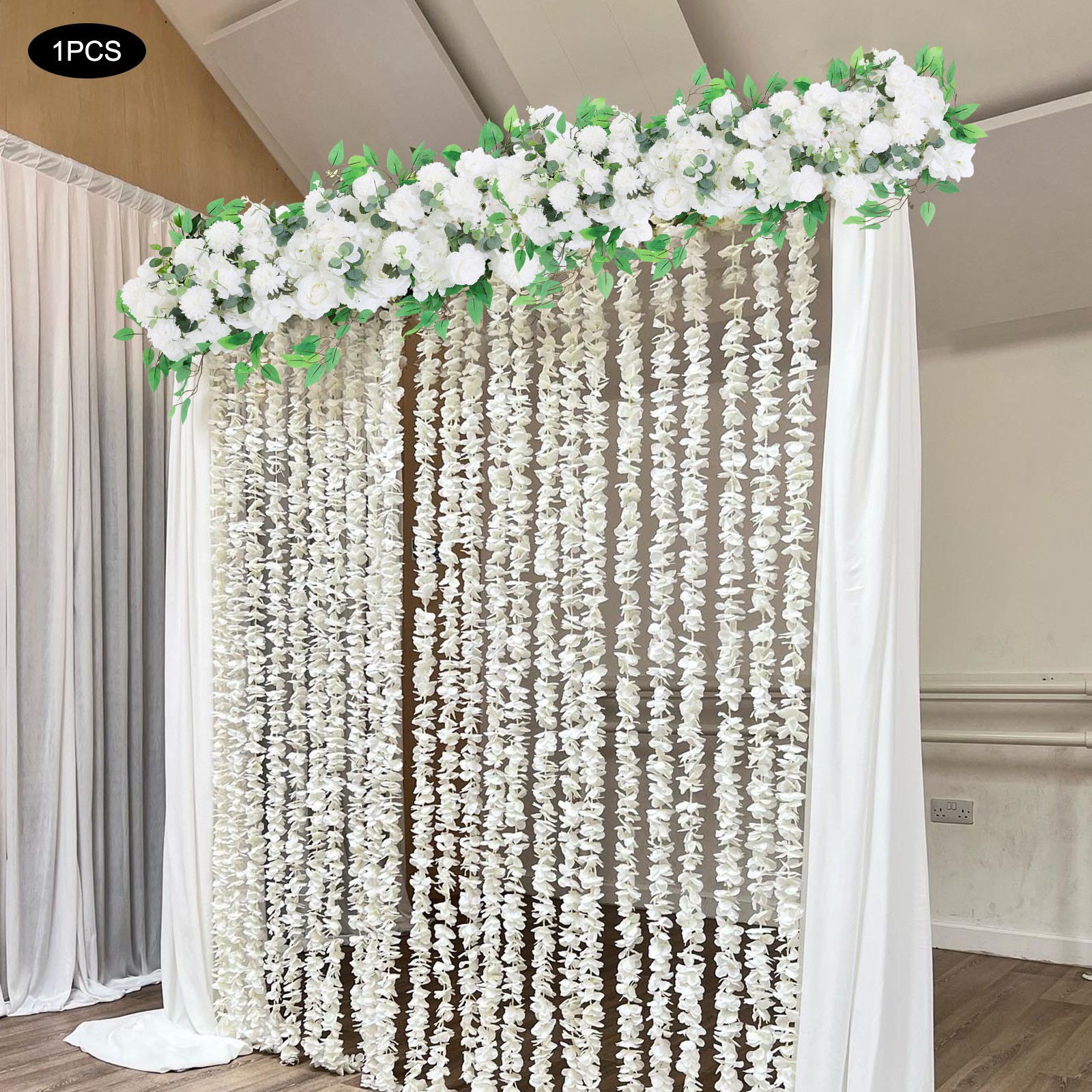 39×11″ Artificial White Flower Wedding Party Outdoor Decor Artificial Flower Row