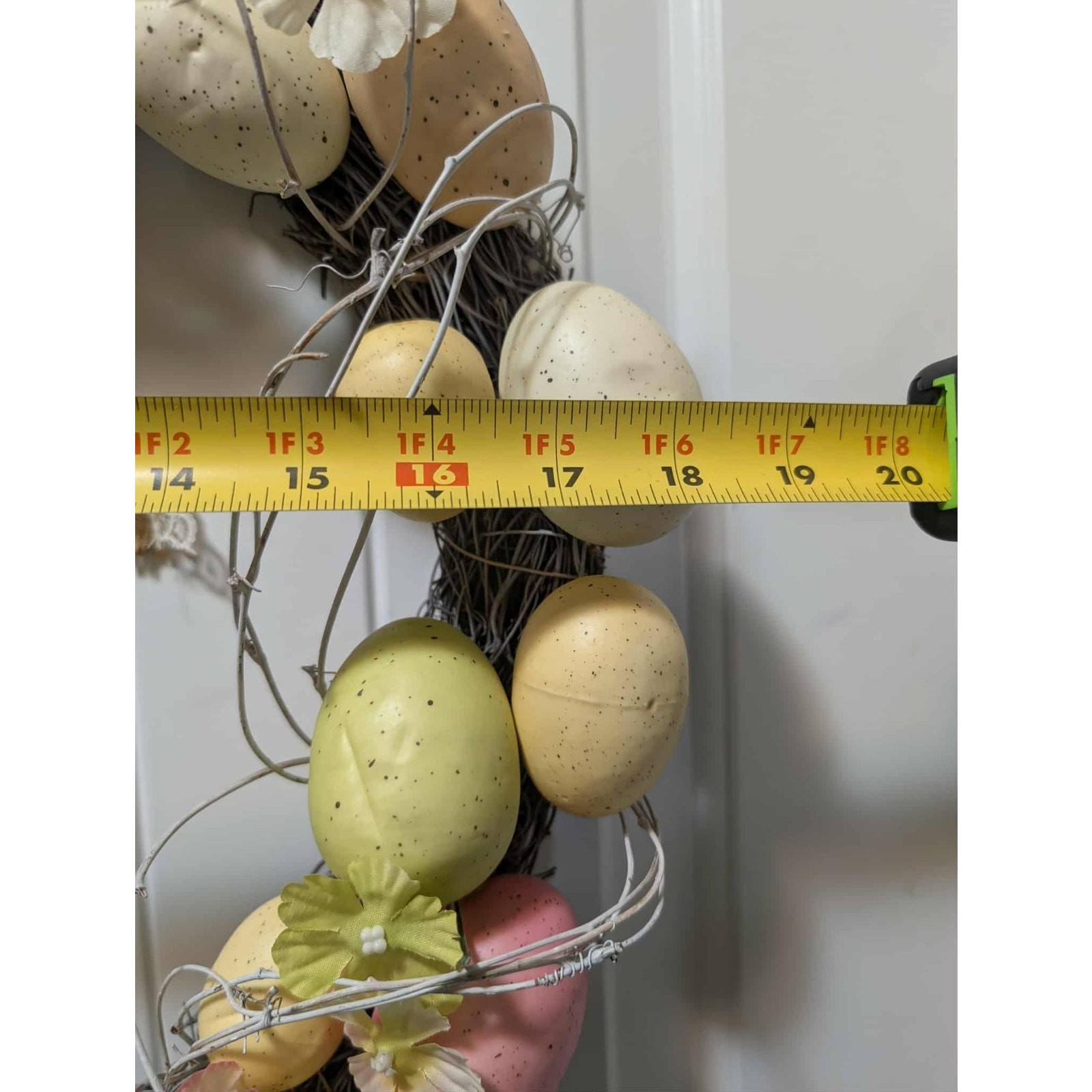 Easter Bunny Eggs Wreath Spring Flowers Vines Door Wall Holiday Decor 18″
