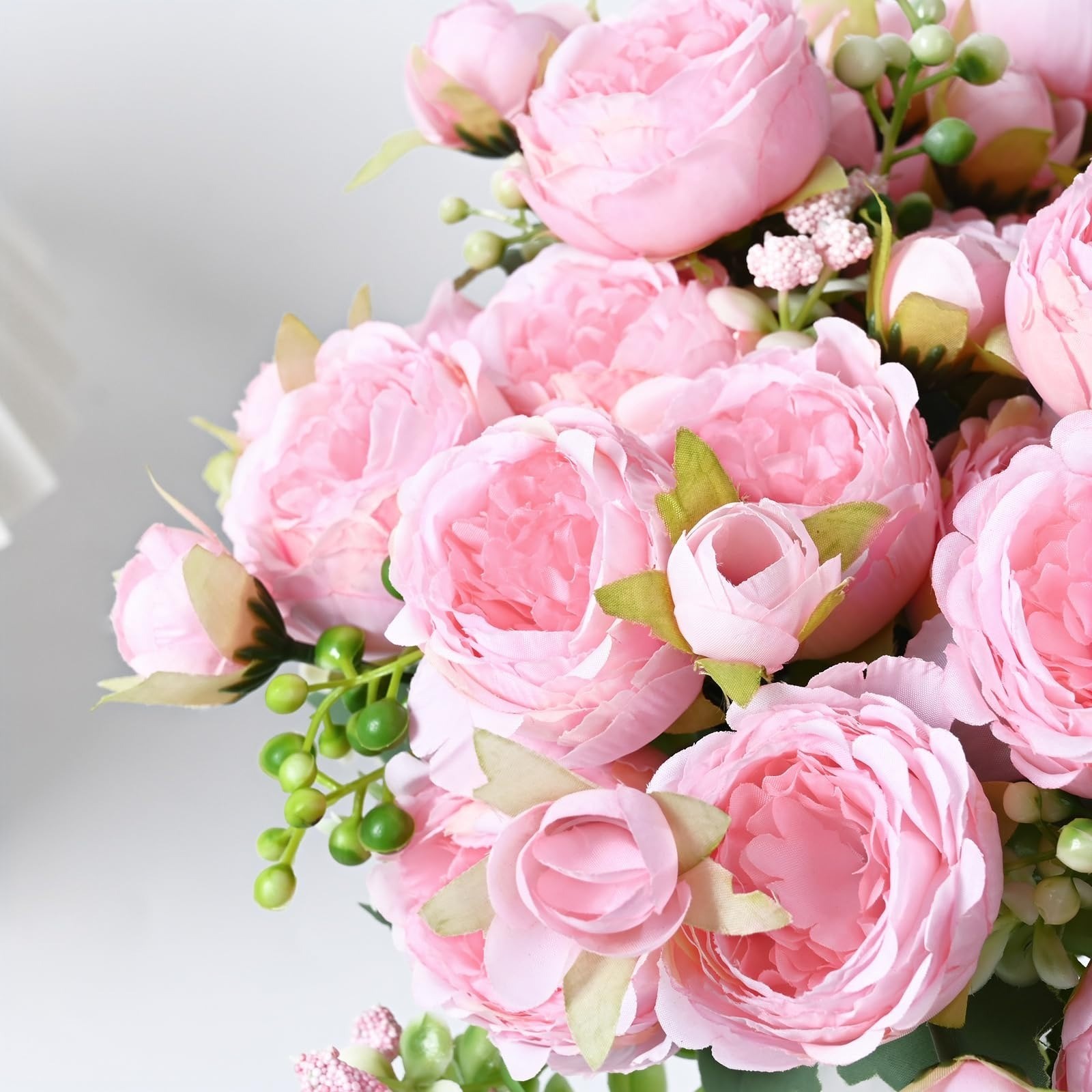 2 Packs Light Pink Artificial Peonies | Faux Silk Flower Bouquets
