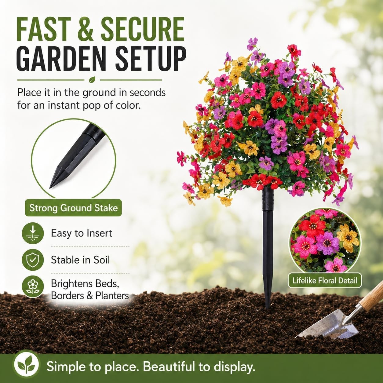 Artificial Flowers for Outdoors, UV Resistant Faux Topiary Ball Plants with G…