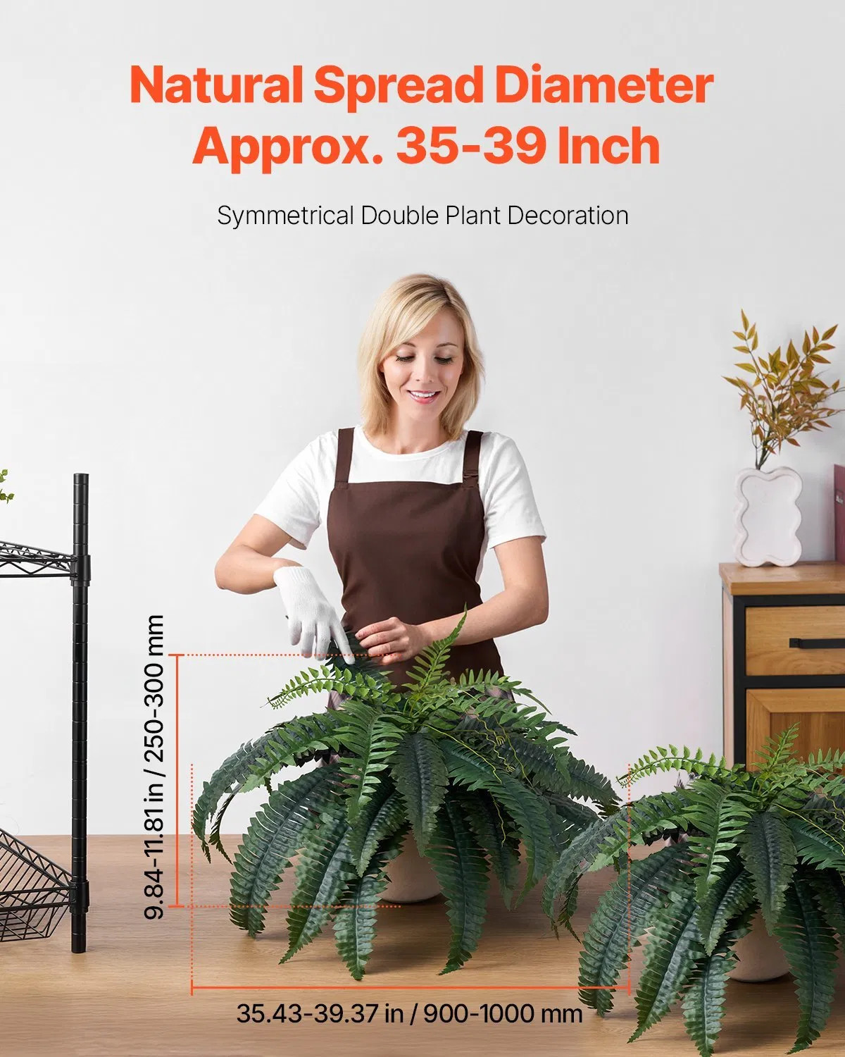 Artificial Ferns 2 Pcs, Natural Spread Diameter 35-39 Inch, Large Hanging Artifi