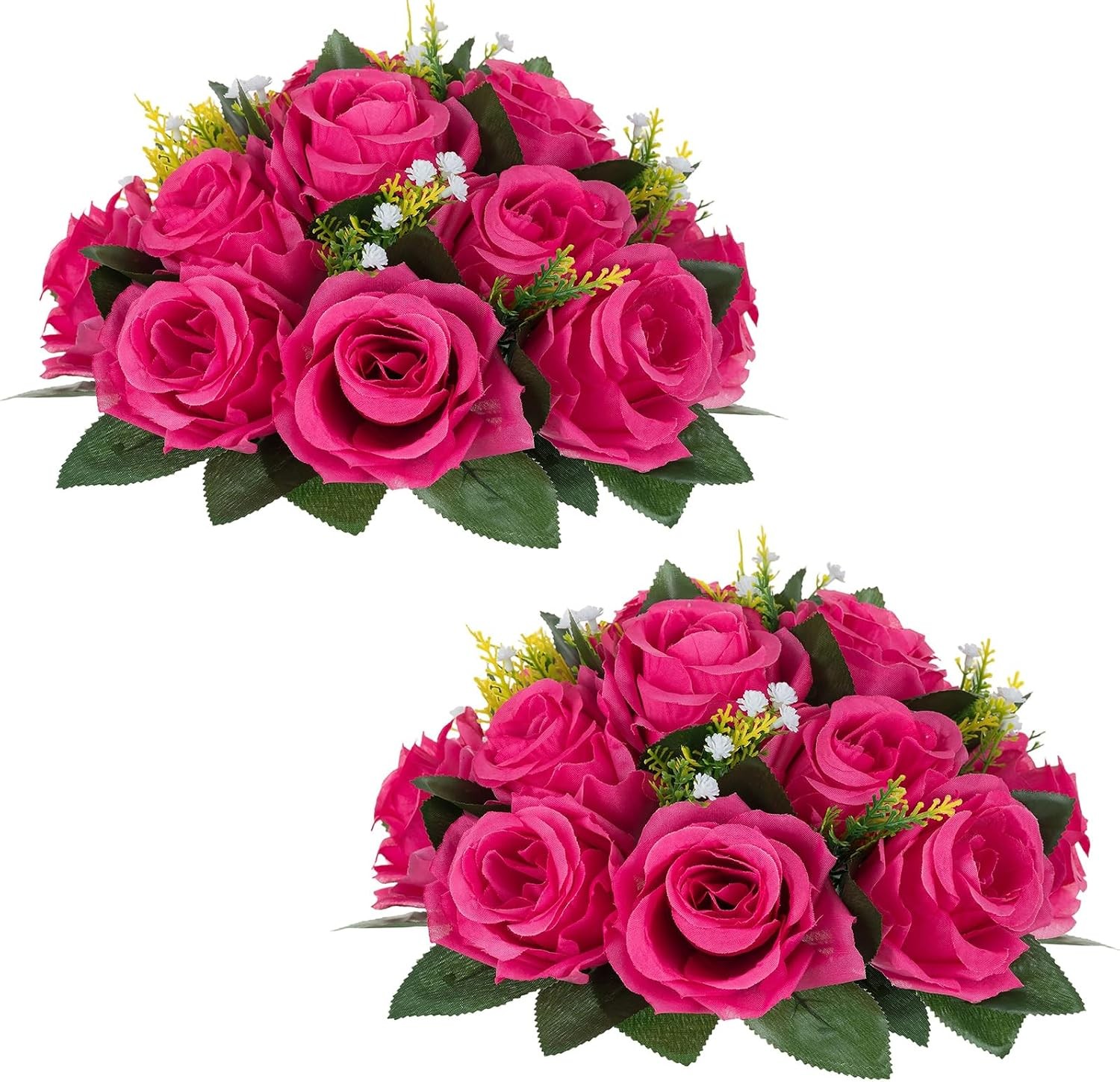 Artificial Flower Centrepieces Tables 6 Pcs Burgundy & Dusty Rose & Creamy White