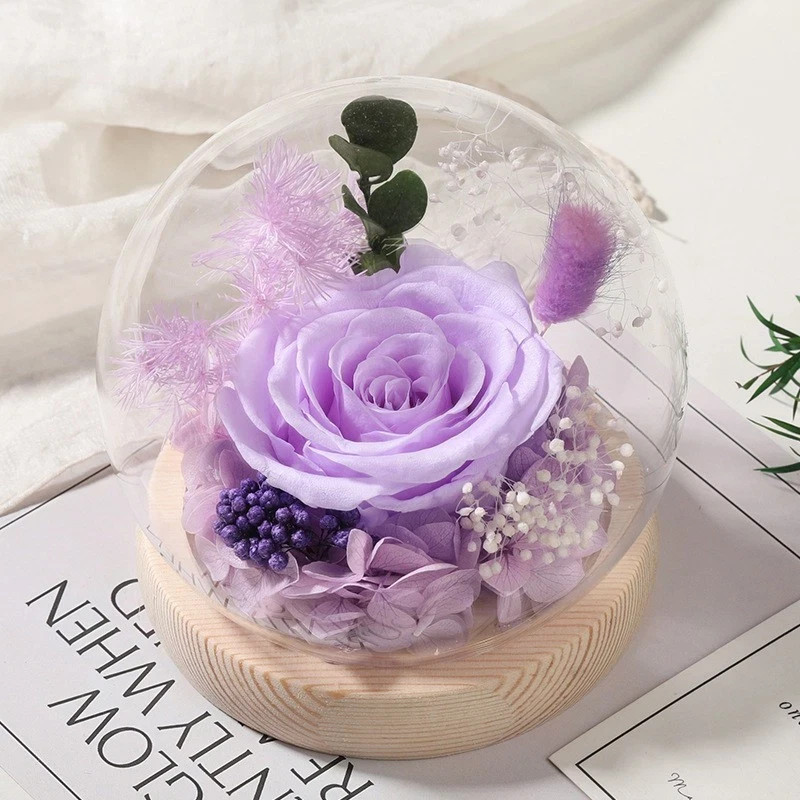 Eternal Rose in Glass Dome – Preserved Real Flower, Symbol of Lasting Romance