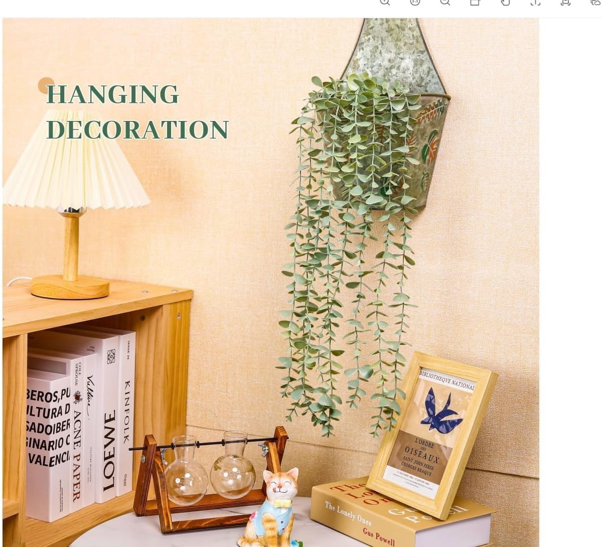 Fake Eucalyptus Hanging Plant for Boho Bathroom Wall Art Decor | Vintage casc…