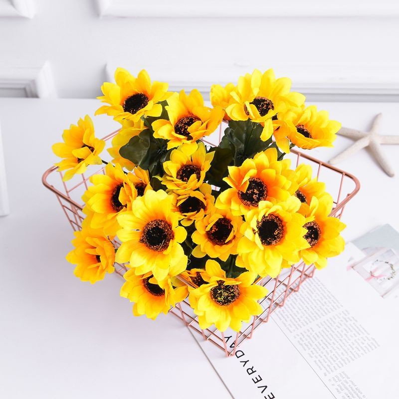 26 Head Artificial Decor Sunflower Silk Fake Flowers Bouquet Bridal Home Garden