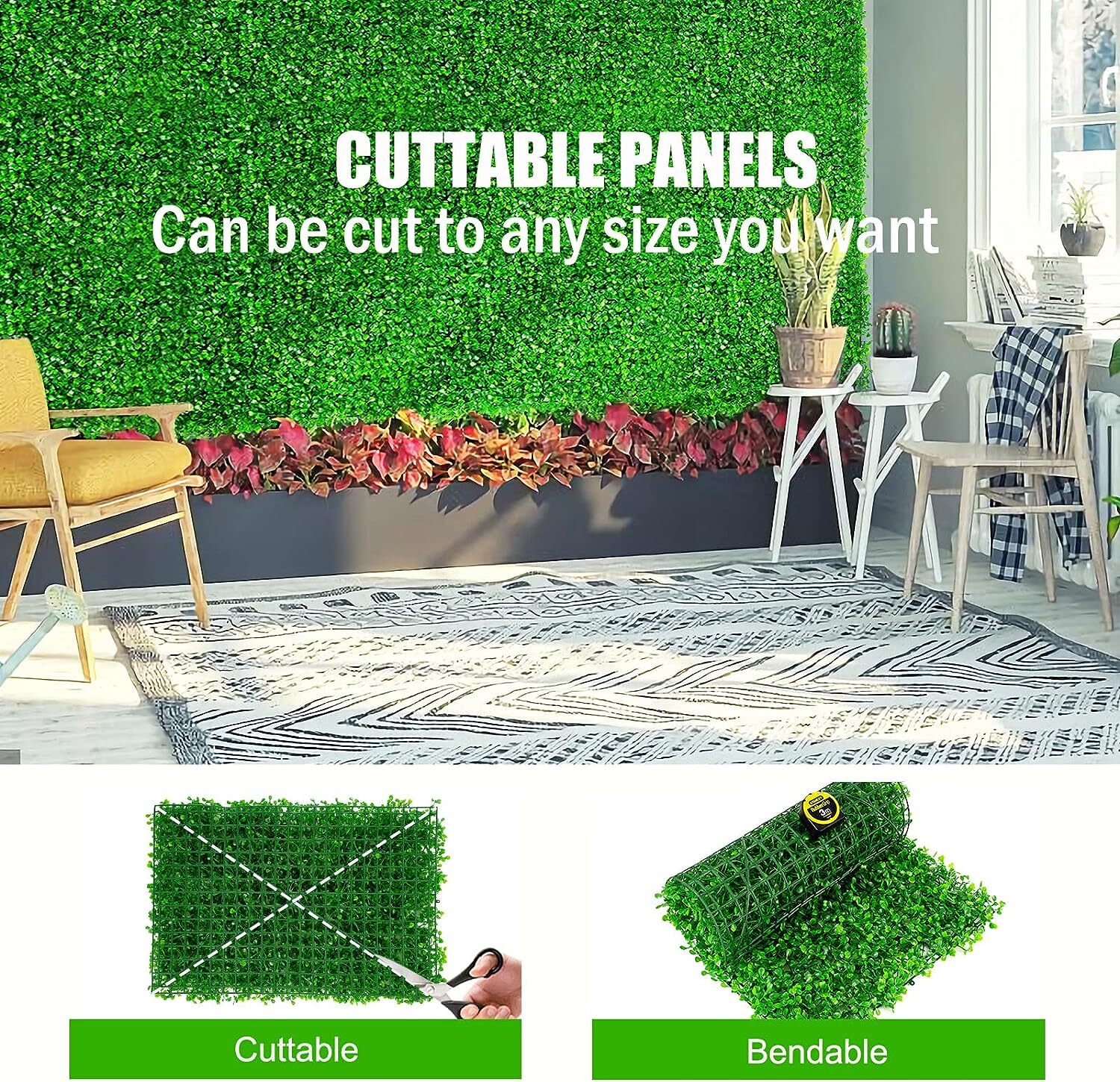 24pcs 20″x20″ Artificial Boxwood Wall Hedge Mat Decor Privacy Fence Panel Grass