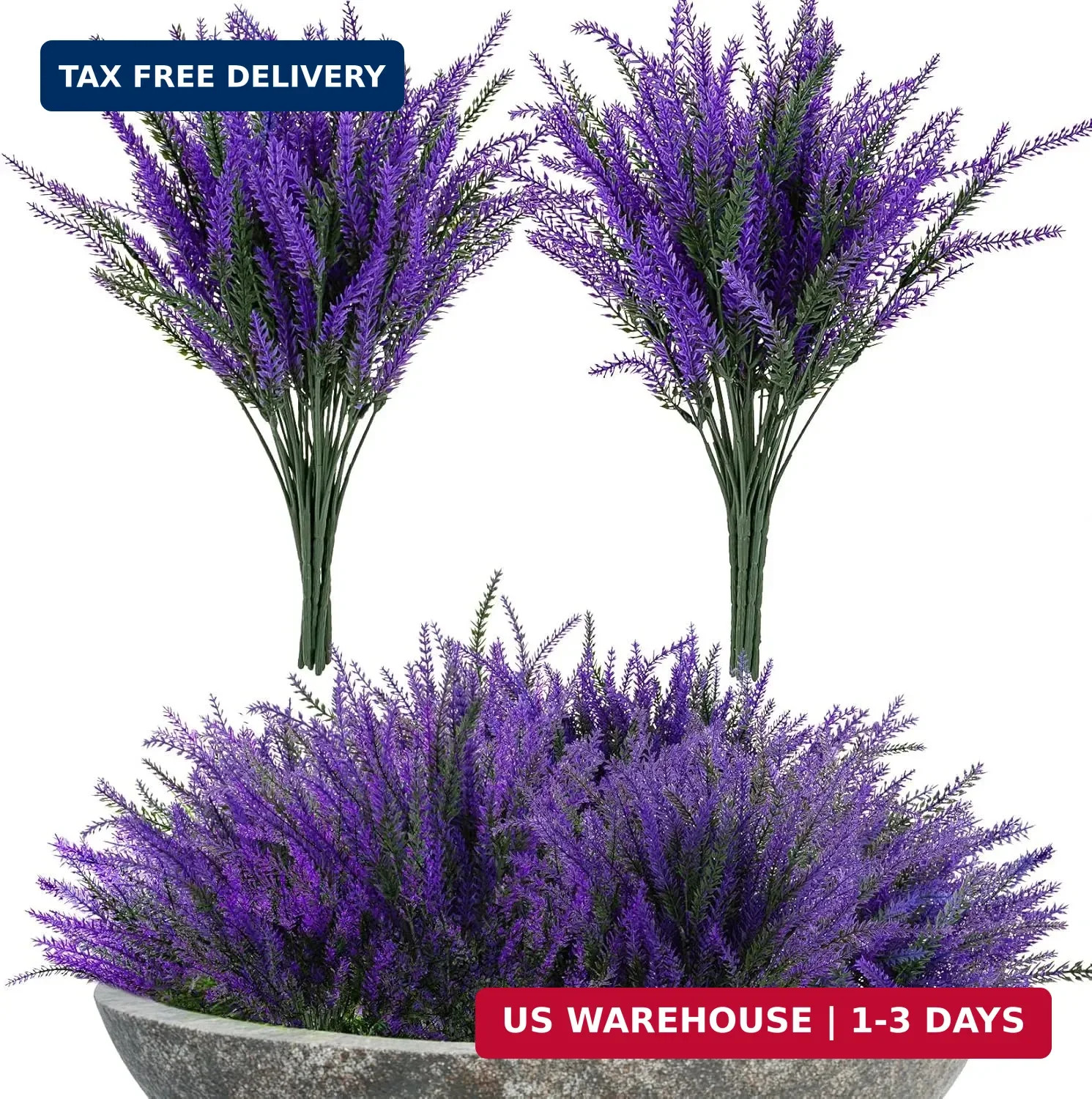 RAINFLOW Artificial Lavender Flowers – 8 Pcs Faux Lavender Plant Artificial Fake