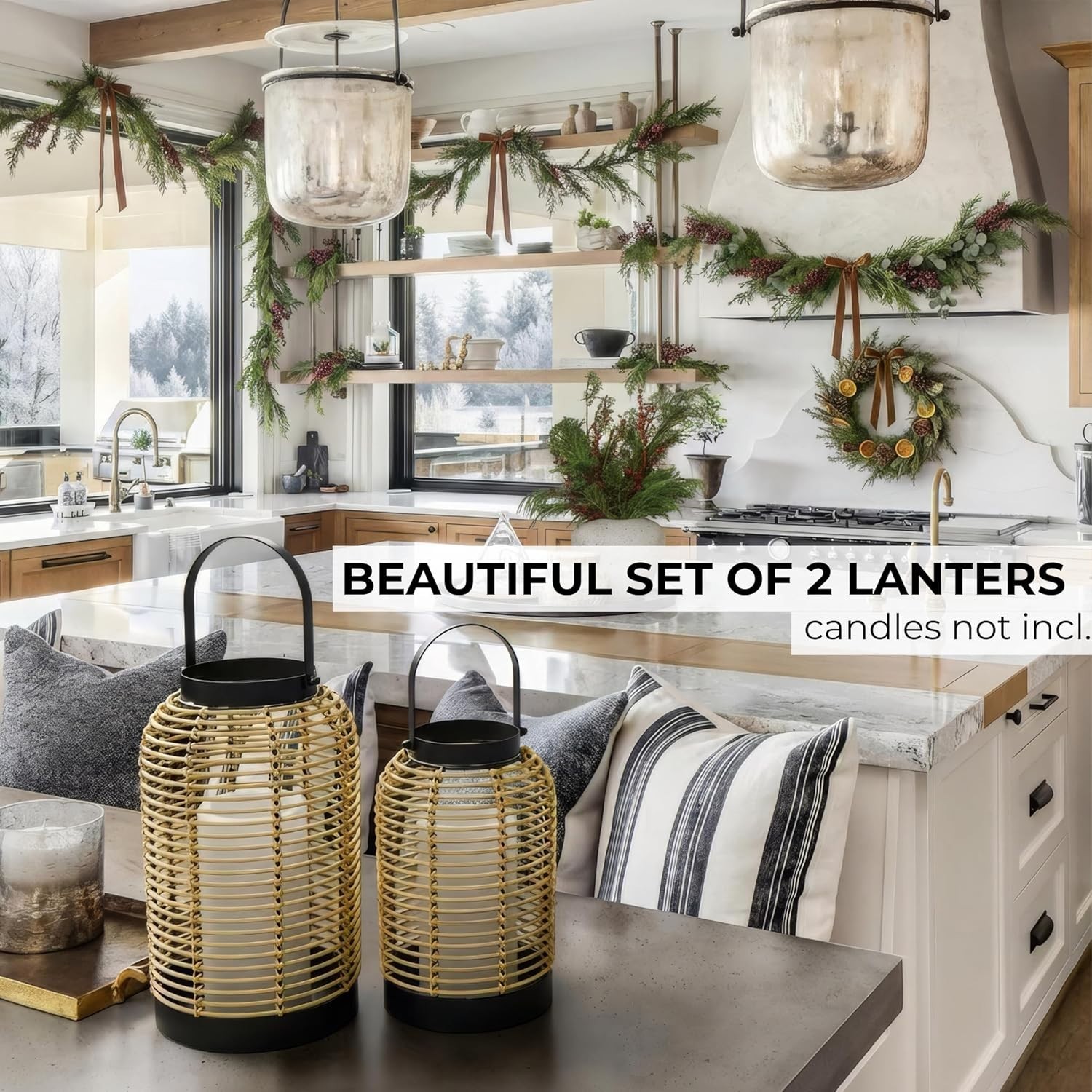 Boho Natural Rattan Lanterns – Modern Handcrafted Home Accent