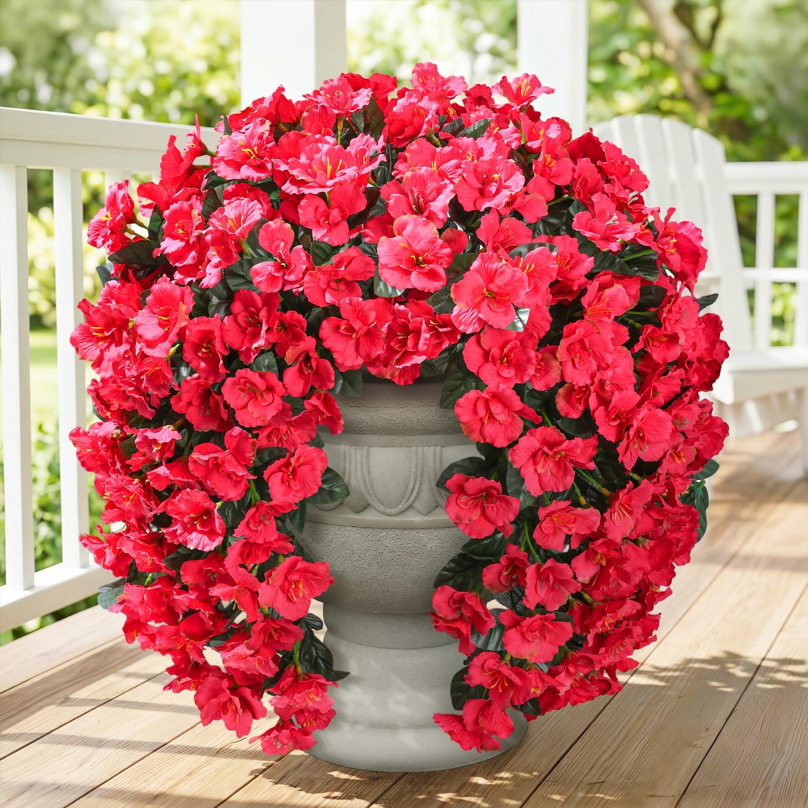 2pcs Fake Hibiscus Artificial Hanging Flowers Silk Vines UV Resistant Red Faux