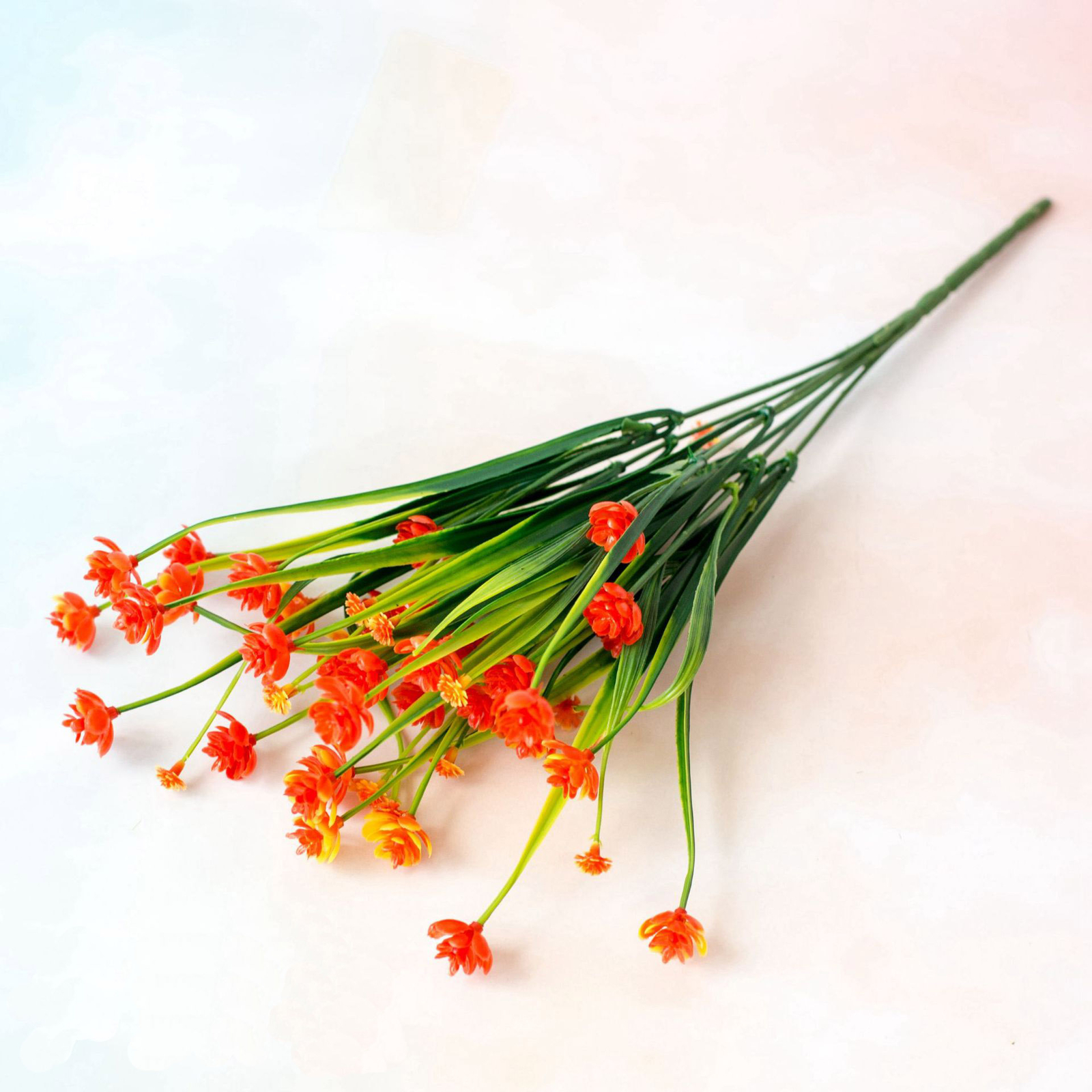 4 Pcs Artificial Fake Flower Orange Small Lotus Home Decoration Outdoor Floral