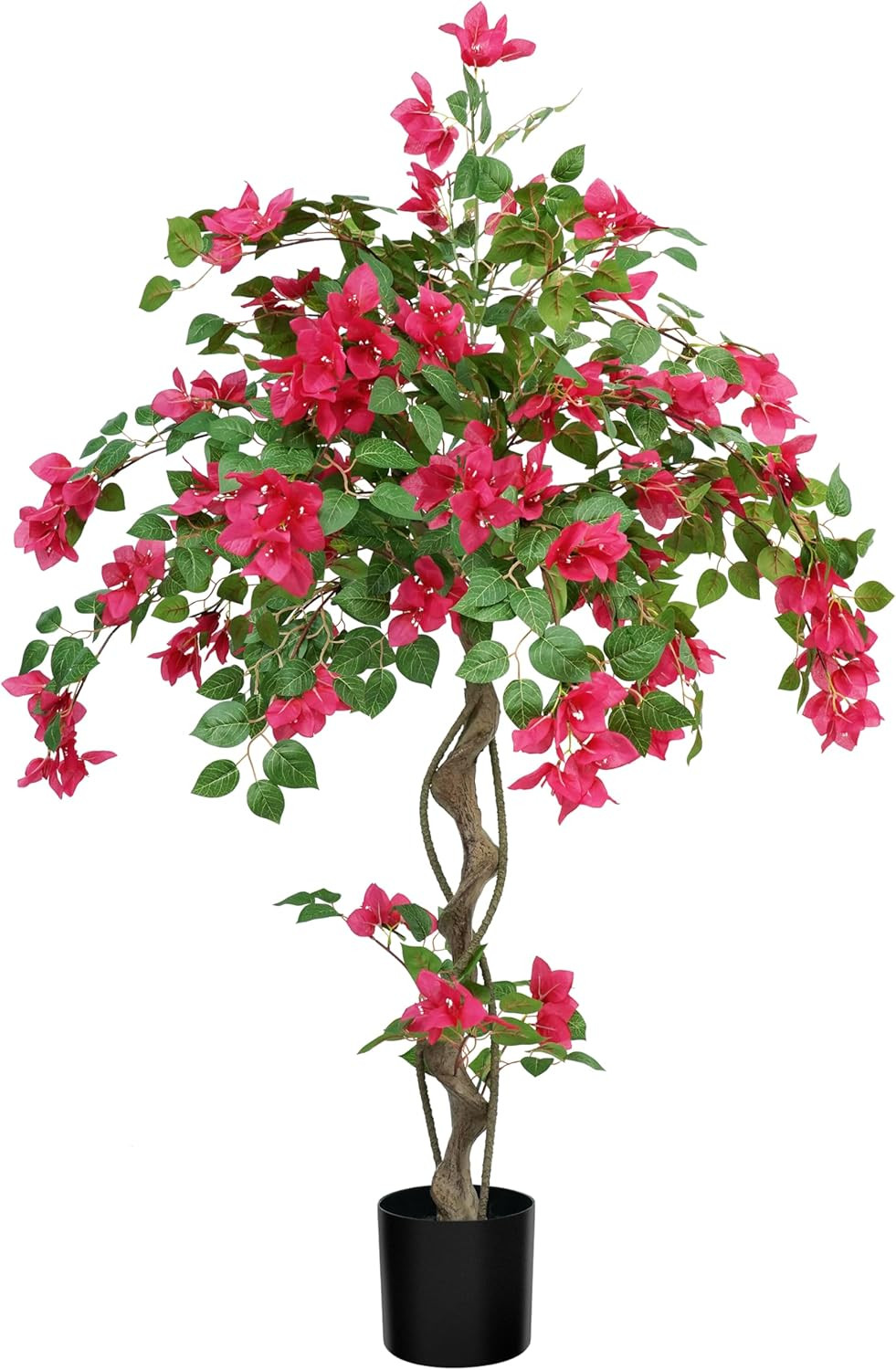 4FT Artificial Bougainvillea Tree with Realistic Pink Silk Flowers, Tall Faux Fl
