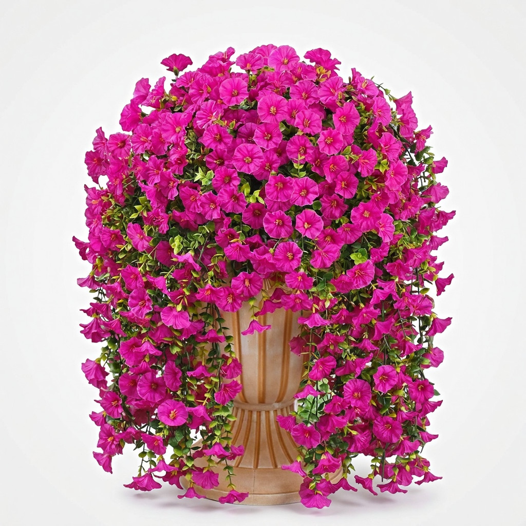 4 Pcs Fuchsia Artificial Hanging Flowers Silk Petunia Outdoor Porch Patio Plant