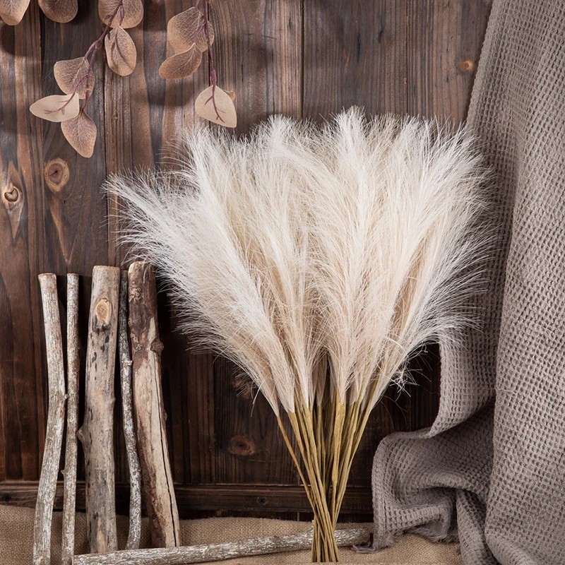 Fluffy Artificial Pampas Grass Bouquet Boho Fake Plant for Wedding Home Decor