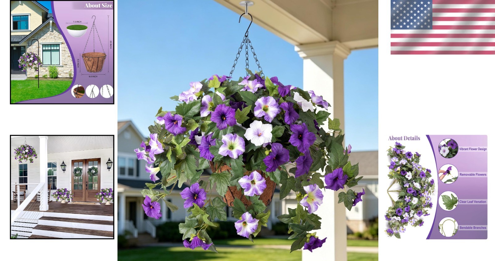 Realistic Hanging Morning Glory Flowers – Set of 3