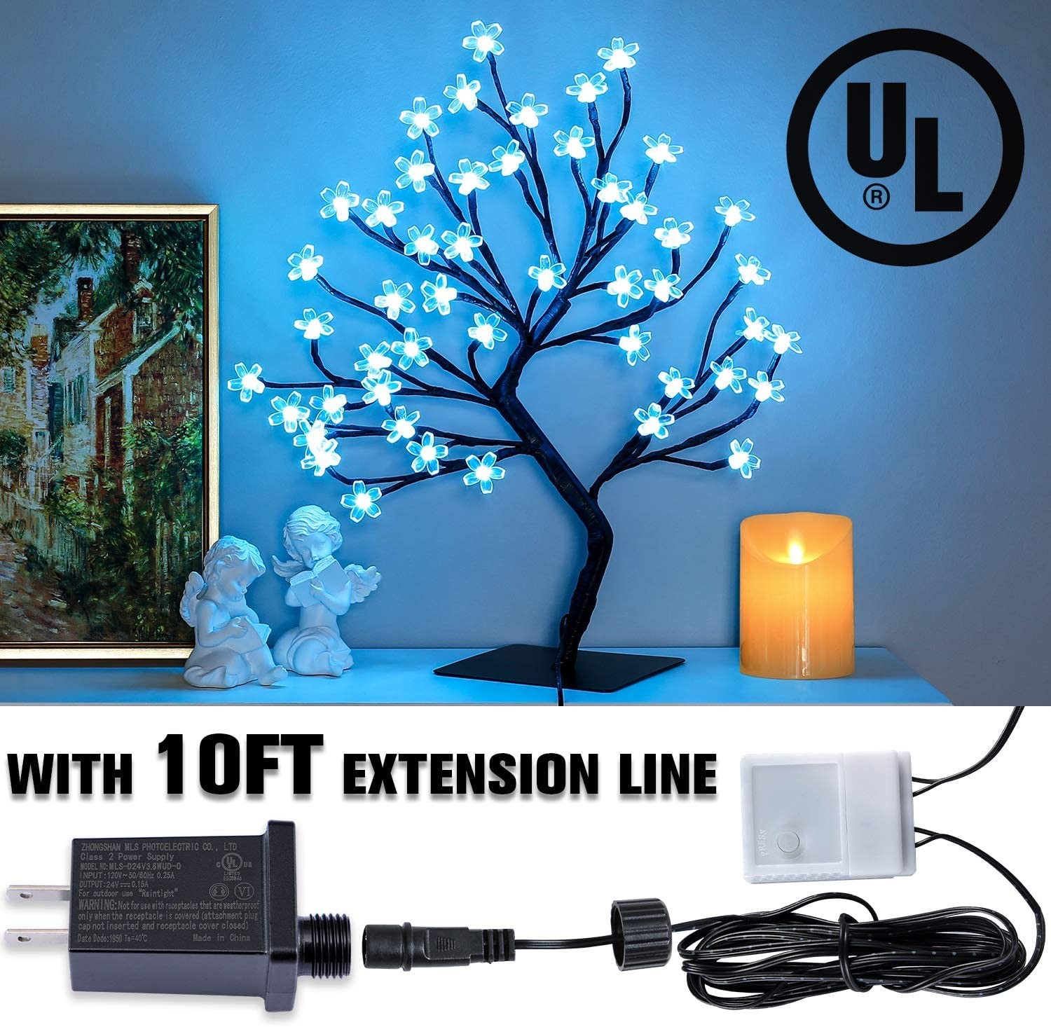 2pcs 48 LED Artificial Lighted Cherry Blossom Tree – Cherry Blossom Bonsai Tr…