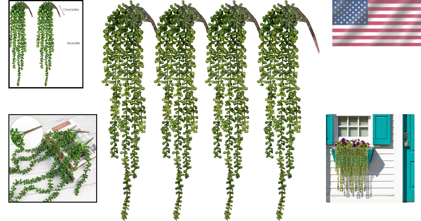 Contemporary Artificial Hanging Succulents – 4 Strings Perfect for Any Occasion
