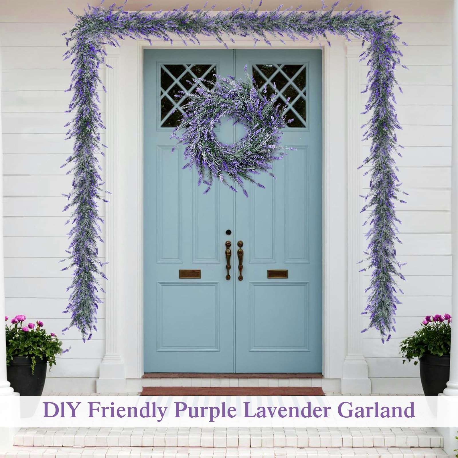 6FT 2PCS Spring Summer Lavender Garland Artificial Purple Flower Garlands Fau…