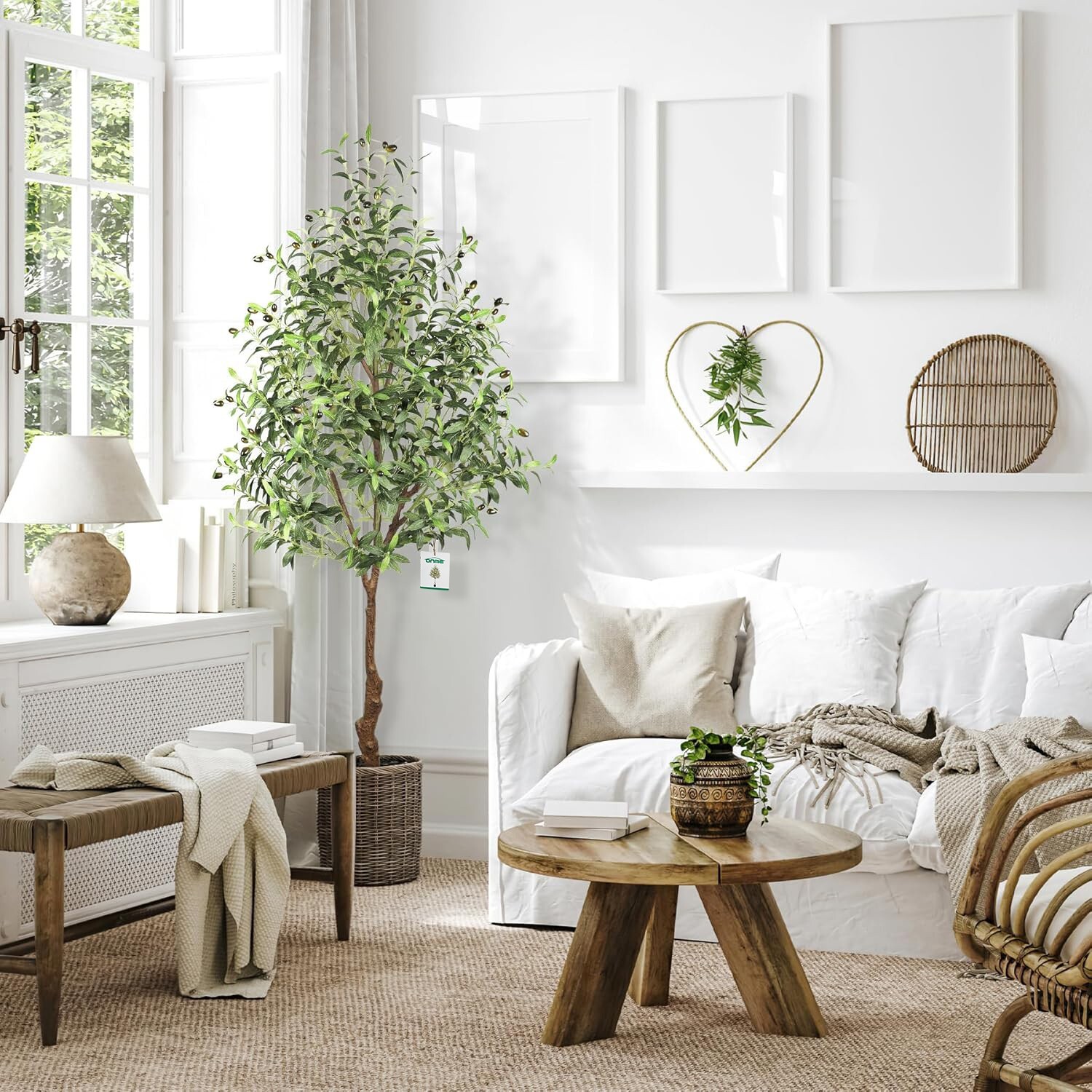 5.9ft Artificial Tree Indoor with Leaves and Fruits Faux Olive Tree