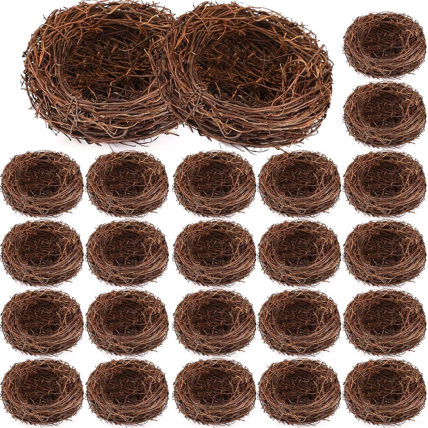 24 Pcs Artificial Bird Nests for Crafts Mini Faux Rattan Bird Nest Decoration fo