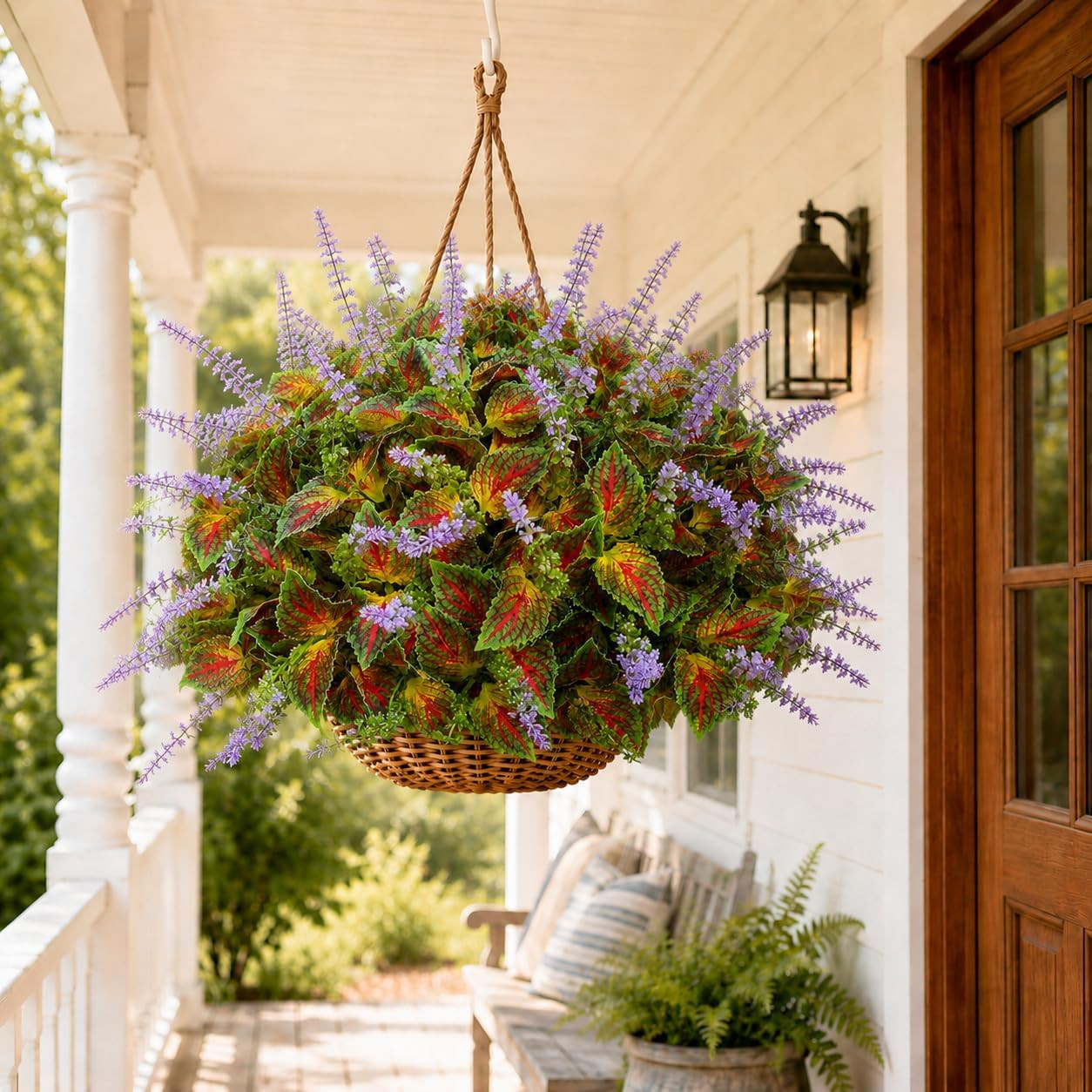 Artificial Coleus Flowers for Outdoor Planters, Realistic Faux Coleus Plant with