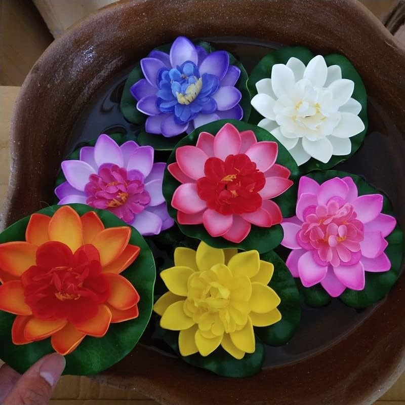 Vibrant 7-Pc Artificial Lotus Flower Set – Perfect for Pool & Pond Decoration