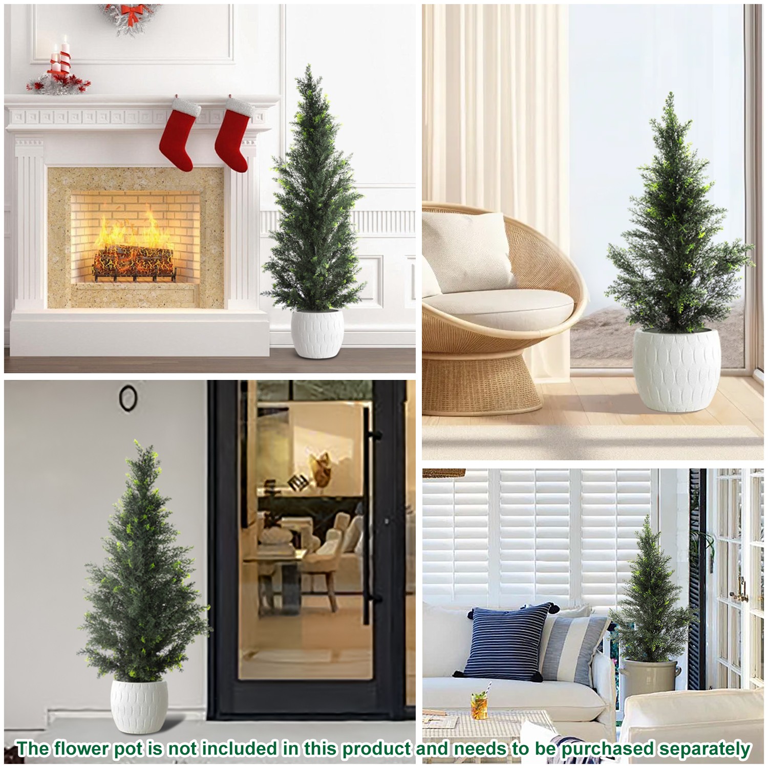 3’4’5′ Artificial Cedar Topiary Trees Home Decor In/Outdoor Faux Plant 1/2 Pack