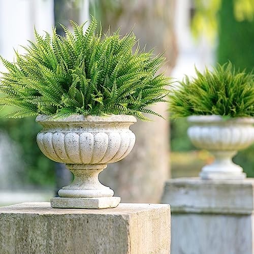 Artificial Boston Fern Plants 12 Bundles Fake Bushes UV Resistant Plastic