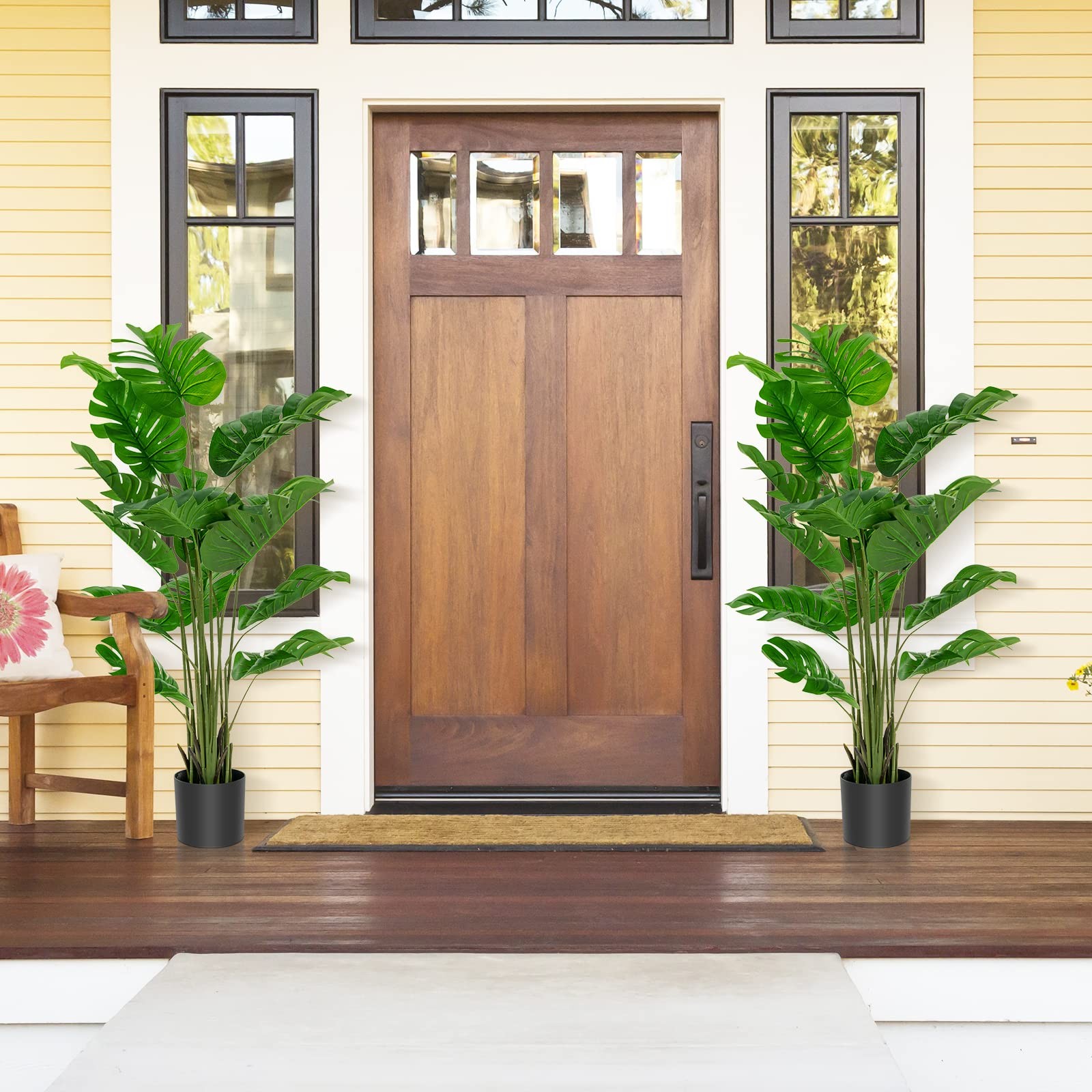 Artificial Monstera Deliciosa Plant, 5ft Tall Fake Tropical Palm Tree for Home
