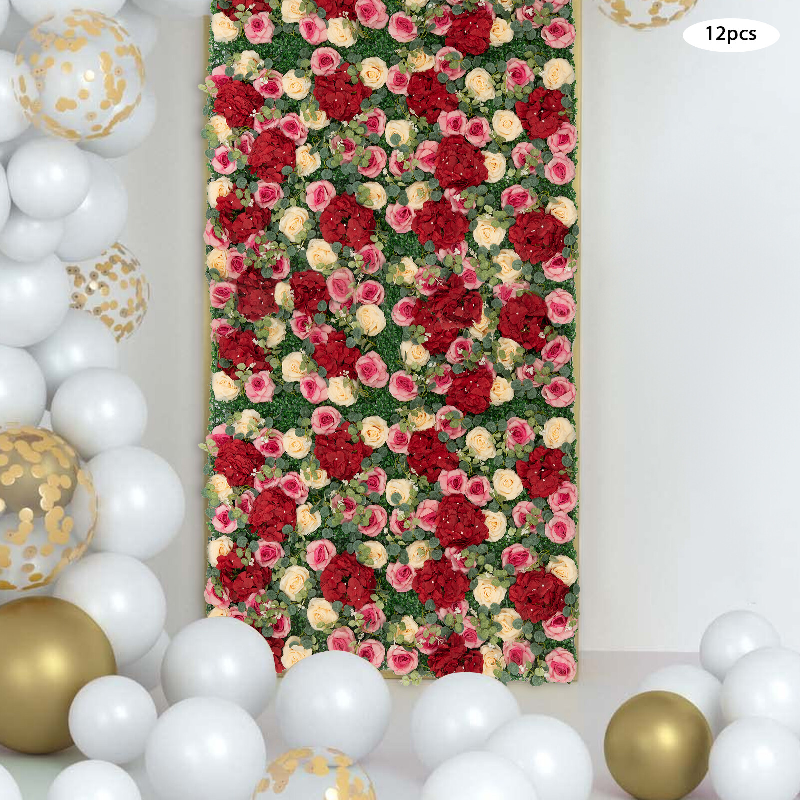 12* Rectangular Flower Walls Silk&Plastic Flower Wall Backdrop Artificial Decor