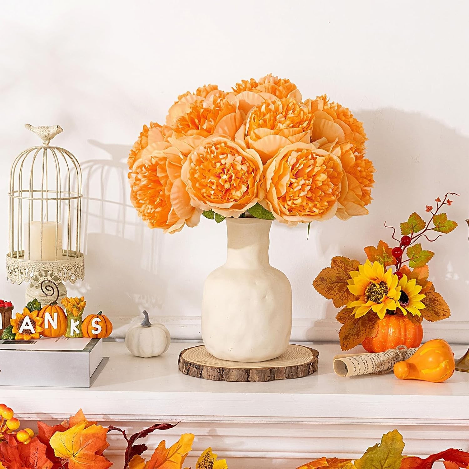 Stunning 10pcs Orange Artificial Peonies – Perfect for Seasonal Decor & Events