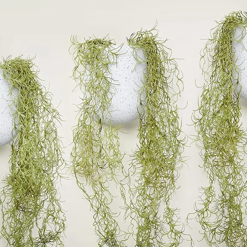Artificial Vine Moss Green Hanging Plant Beauty Mustard Strips Wall Hanging Back