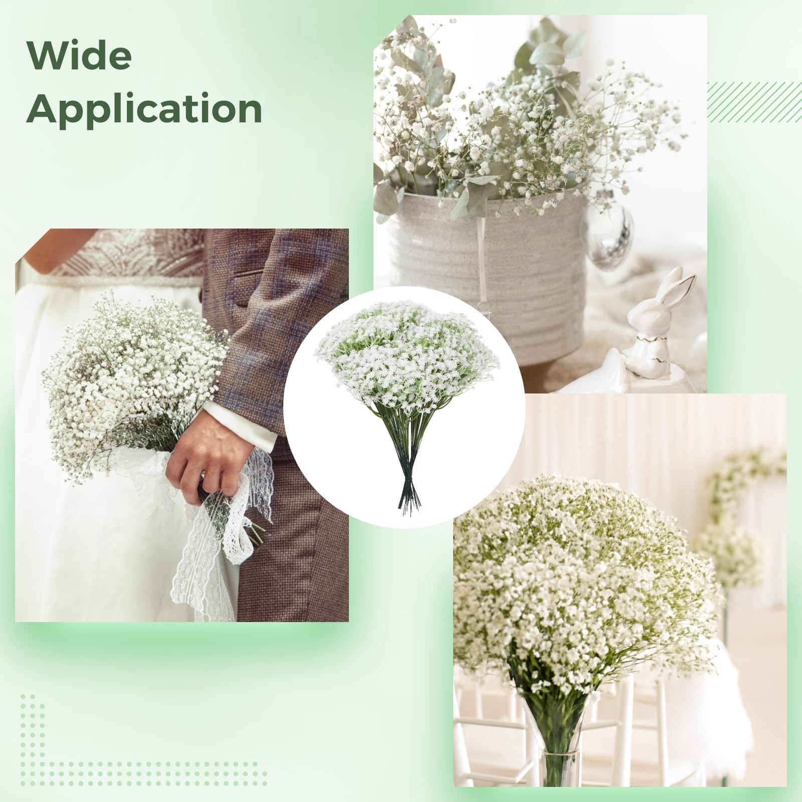 150 PCS Babys Breath Artificial Flowers, 11.4inch White Starry Flower for Wed…