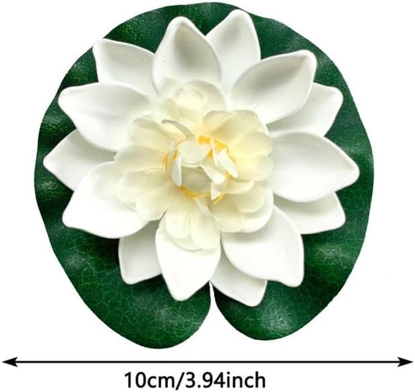 4 Pcs Artificial Floating Foam Lotus Flower with Water Lily Pad, Lifelike Orname