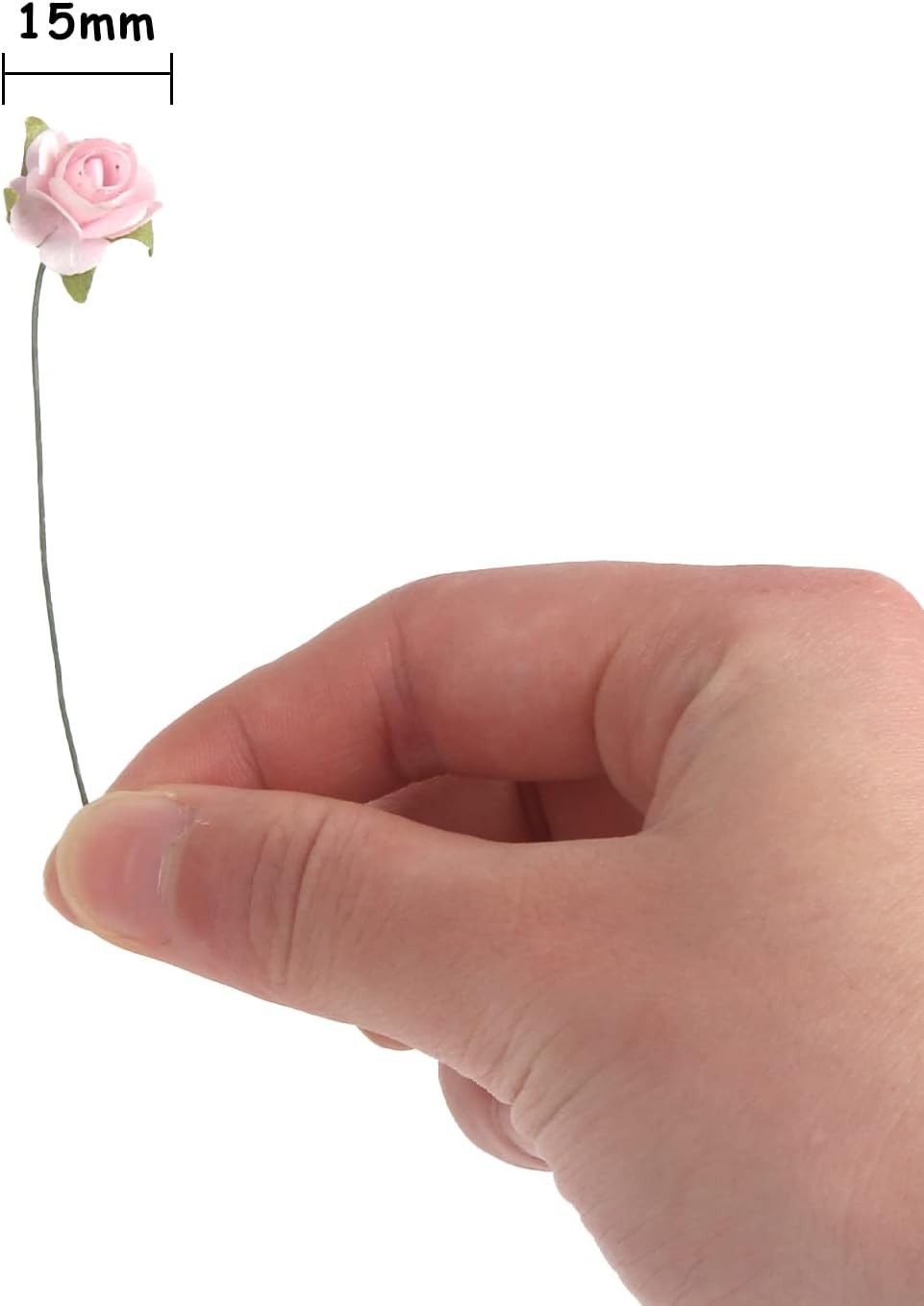 120 pcs Mini Paper Flowers,Mulberry Paper 1/2″ Artificial Rose Flower with Stem