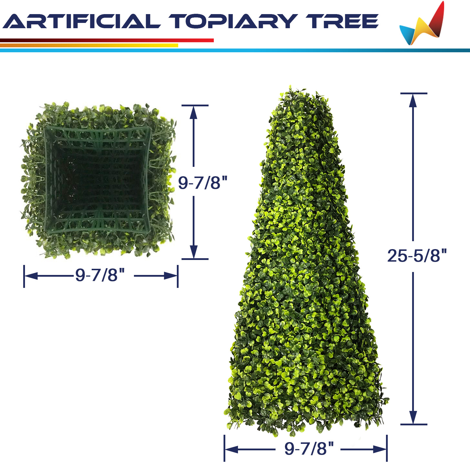 25.6” Artificial Topiary Tree Faux Boxwood Tower Home Garden In/Outdoor Decor